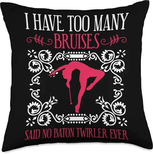 Baton Twirling & Majorette Dance Designs Twirler Design for Baton Gymnastics Throw Pillow, 18x18, Multicolor