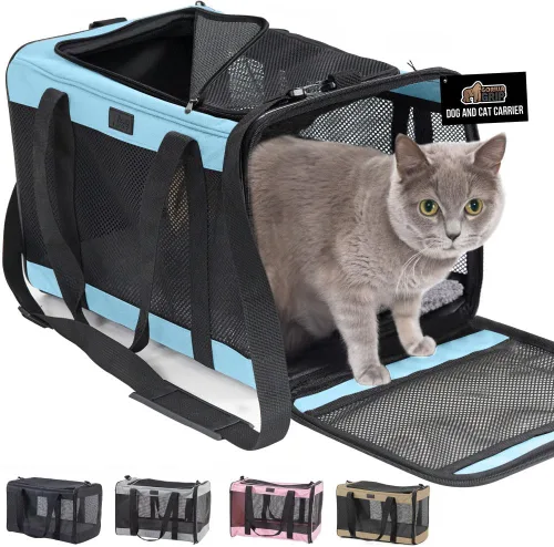 Miniatura 12 de GORILLA GRIP Transportadora de Viaje para Gatos de hasta 15 Libras, Transportadoras Suaves Plegables para Perros Pequeños, Malla Transpirable