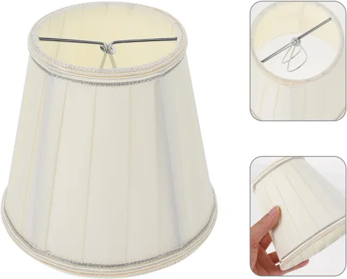 Miniatura 8 de Beaupretty Pantalla de lámpara pequeña para lámparas de mesa y luz de pie con clip de repuesto para pantalla de tela, cubierta de luz, color beige