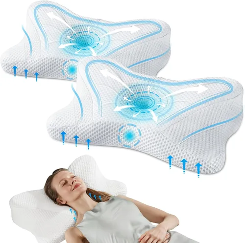 Miniatura 12 de Sweetcrispy Almohada cervical para cuello y hombro, almohadas ergonómicas de espuma viscoelástica, contorno lateral para adultos, soporte ortopédico