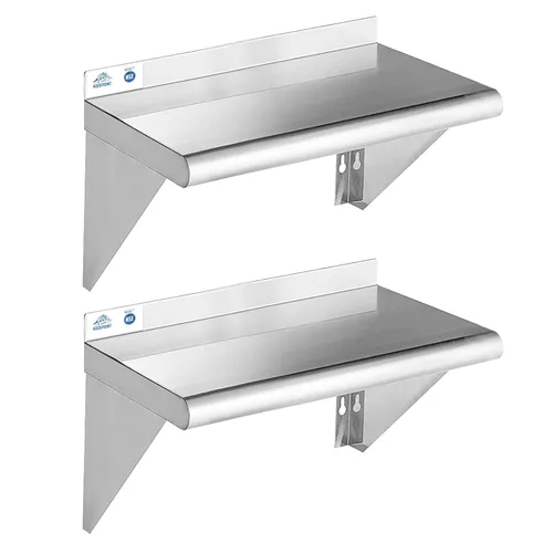 Miniatura 16 de ROCKPOINT Estante de acero inoxidable de 12 x 24 pulgadas, 250 libras, estantes comerciales de metal NSF para montaje en pared, estantería flotante