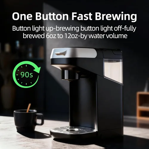 Miniatura 2 de Cafetera pequeña de una sola porción para K Cup y café molido, café rápido de una taza, 6 a 12 oz. Tamaños de preparación, máquina con recordatorio