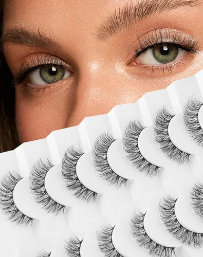 Miniatura 20 de Pestañas cortas de aspecto natural, pestañas postizas sutiles rizadas en C, pestañas postizas de volumen, pestañas de visón de 10mm, paquete