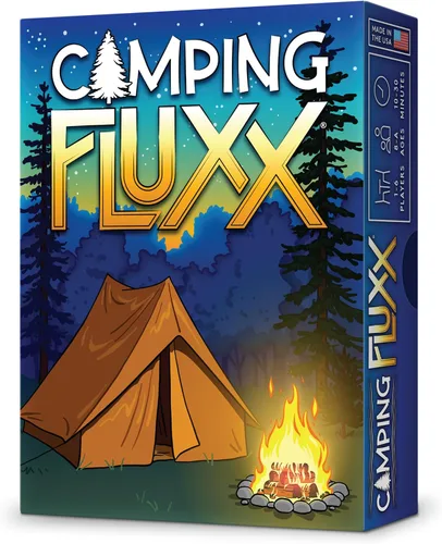 Looney Labs - Juego de cartas de camping Fluxx - Diversión de verano, aventura al aire libre, perfecto para viajes de campamento familiares y noches