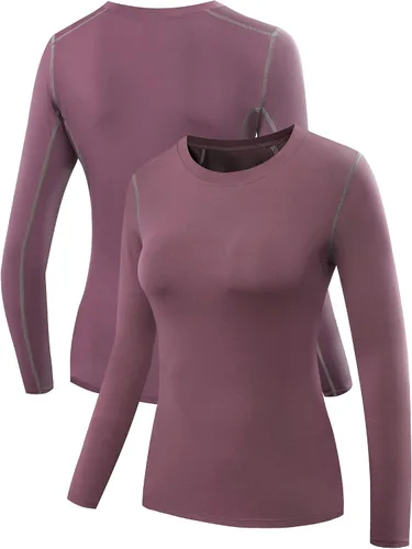 Miniatura 42 de NELEUS - Camisa deportiva de compresión atlética, de manga larga, para mujer, dry fit, paquete de 3