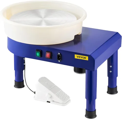Miniatura 12 de VEVOR Torno de Alfarero de 14 pulgadas para Adultos Principiantes, Altura Ajustable de 0-6 pulgadas, Máquina Formadora de Cerámica de 450W, Torno