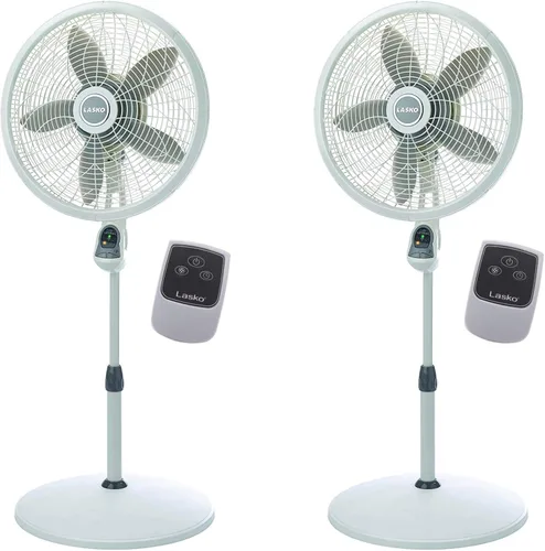 Miniatura 9 de Lasko 1646 - Ventilador de pedestal oscilante y ajustable con temporizador y control remoto para uso en interiores, dormitorio, sala de estar, Blanco