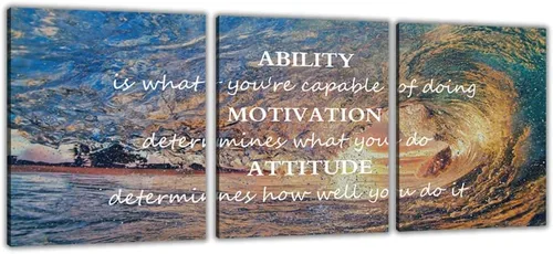 Miniatura 11 de Pósteres inspiradores motivacionales para pared, pintura en lienzo con diseño de salida del sol, mar azul, océano, paisaje natural, decoración
