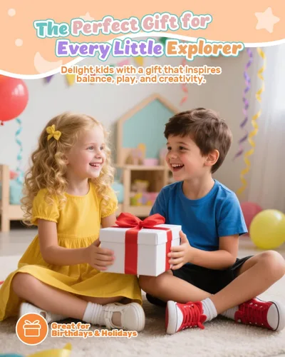 Miniatura 5 de Holyton Tira de Equilibrio con Luces Musicales y Escalones de Paso para Niños de 13 Piezas, Escalones Apilables de Equilibrio de Plástico
