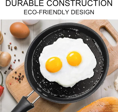 Miniatura 5 de Sartén pequeña para huevos de 4.7 pulgadas, sartén de acero inoxidable, sartén para tortilla de una sola porción, sartén pequeña antiadherente