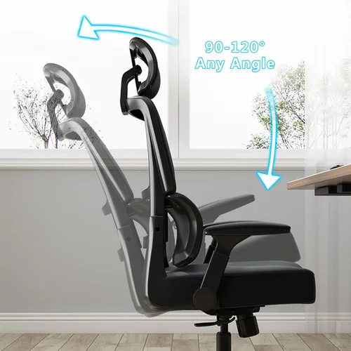 Miniatura 6 de Silla de computadora de respaldo alto para el hogar, silla de oficina ergonómica cómoda con soporte lumbar, silla tapizada de malla