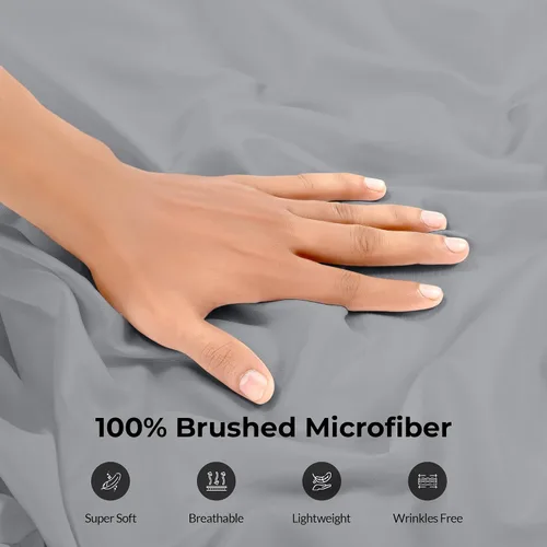 Miniatura 7 de Royale Linens Sábana bajera de bolsillo extra profundo tamaño individual – Sábana bajera plateada de bolsillo profundo – Se adapta a colchones de 18