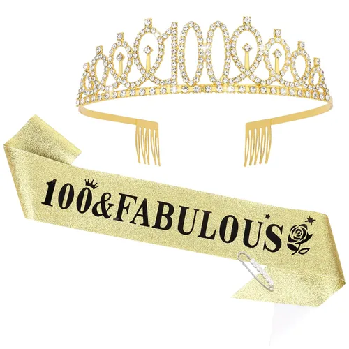 Miniatura 20 de Casoty Juego de diadema y tiara de 40 y fabuloso, oro rosa, para decoraciones de cumpleaños de 40 años, regalos para mujeres, decoraciones de fiesta