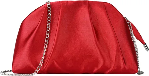 Bolso de mano de noche plisado de satén con cremallera para mujer, elegante bolso formal para boda, baile de graduación, cóctel y fiesta