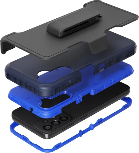 Miniatura 8 de Funda compatible con Samsung Galaxy A14 5G, con clip para cinturón, resistente, a prueba de golpes, protección de cuerpo completo, con función atril