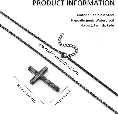 Miniatura 4 de Collar de cruz de fútbol para niños y hombres, inspirador cristiano con versículo bíblico con dije de cruz, cadena de acero inoxidable, joyería