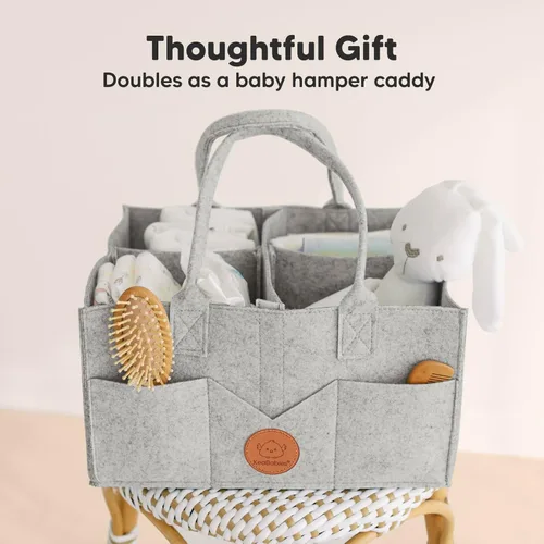 Miniatura 6 de KeaBabies Organizador de pañales para bebé con asa, organizador portátil de auto para bebé y almacenamiento para guardería, cambiador, cesta de Gris