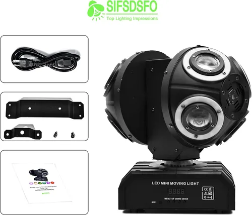 Miniatura 6 de Luz LED de Cabeza Móvil para DJ, Haz Giratorio, Luces de Escenario, Foco Puntual, Control de Sonido para Eventos, Dmx512, Iluminación de Discoteca