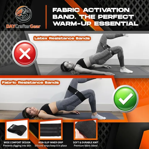 Miniatura 5 de Bandas de resistencia de tobillo con puños y bandas de resistencia de tela para entrenar – Set de entrenamiento en casa para piernas, glúteos, yoga