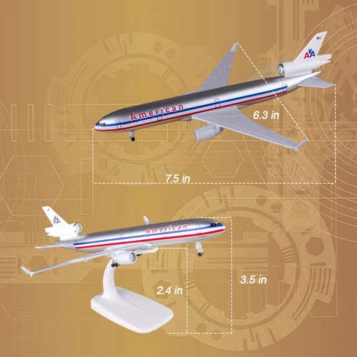 Miniatura 3 de Modelo de avión 1:300 escala modelo avión americano MD11 modelo avión para regalo y decoración