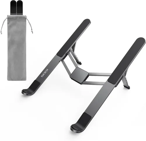 Miniatura 14 de SODI Soporte plegable ultra compacto para laptop, soporte portátil para escritorio y viajes, ajustable, ergonómico soporte de computadora de Azul
