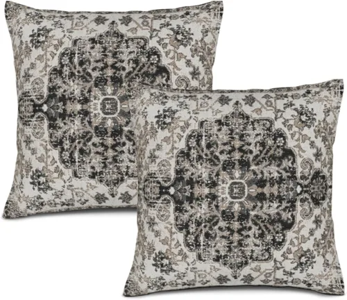 Miniatura 18 de Fundas de almohada boho naranja azul 20x20 pulgadas, juego de 2 fundas de almohada estilo bohemio alfombra vintage étnica para sofá, fundas