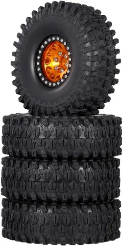 GoolRC 4 neumáticos de goma RC Crawler de 1.9 pulgadas con borde de metal para 1/10 RC Rock Crawler Traxxas TRX-4 TRX-6 Axial Scx10 90046 RC4WD RC