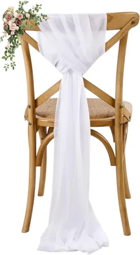 Miniatura 46 de VDS Paquete de 25, Rojo Manzana, Lazos de Gasa para Sillas con Bordado de Chiffon, Funda para Silla con Moño en la Parte Posterior, Ideal