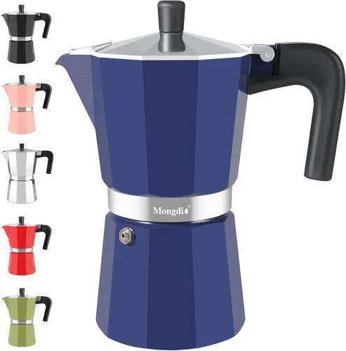 Miniatura 11 de Mongdio - Cafetera de café espresso para estufa Moka, Cafetera Cubana para estufa, Cafetera Mocha Greca Italiana, para 6 tazas de espresso, 10 onzas