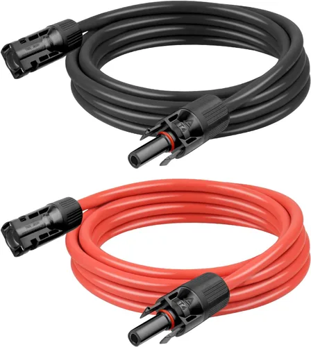 Miniatura 8 de Cable de extensión solar de 10 AWG de 2 pies negro + 2 pies de rojo, cable de panel solar de calibre 10 macho a hembra, alambre de cobre estañado