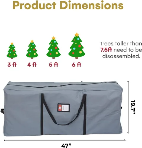 Miniatura 3 de HOLIDAY SPIRIT Bolsa de almacenamiento para árbol de Navidad, bolsa impermeable para árbol de Navidad con asas reforzadas duraderas y cremalleras