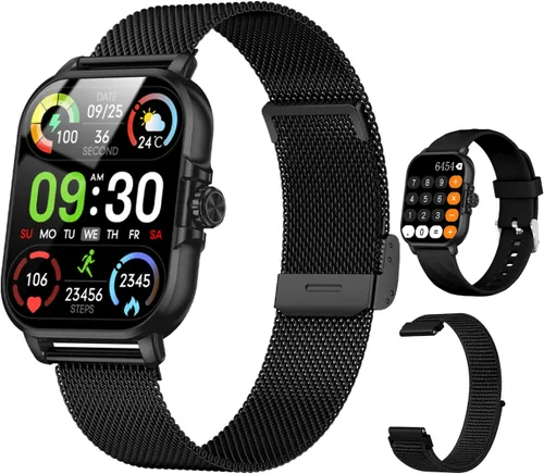 WSQ Relojes inteligentes para hombres y mujeres, reloj deportivo con pantalla HD 2.04, reloj deportivo con voz AI ChatGpt 3 bandas, contador de