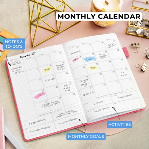 Miniatura 5 de Legend Planner Diario durante 3 meses – Planificador mensual semanal y diario sin fecha para alcanzar objetivos. Organizador y diario de Rosa