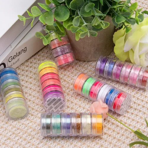 Miniatura 4 de Duufin 36 colores de pigmento de uñas en gel acrílico pigmentos coloridos luminosos iridiscentes con purpurina perlado de alto brillo halo en polvo