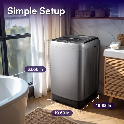 Miniatura 7 de Anypro Lavadoras de ropa portátiles de 17.8LBS lavadora y centrifugadora automática completa combo con 10 programas y 8 niveles de agua, máquina