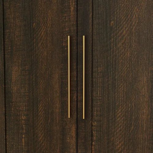 Miniatura 6 de Armario con espejo, Armario de 3 puertas con 4 cajones, estantes, barra para colgar, Armario moderno para dormitorio con asas doradas, gabinete