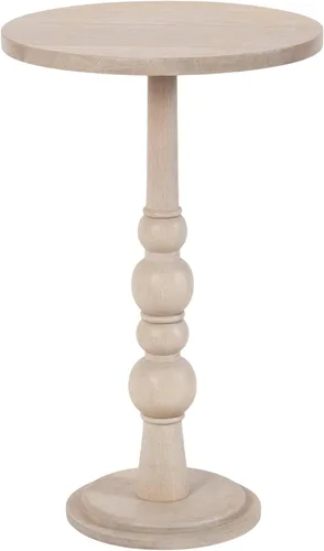 Miniatura 11 de Kate and Laurel Wegner Coastal Mesa Redonda de Madera para Bebidas, 8 x 23 pulgadas, Blanqueado, Mesa de Pedestal Elegante y Duradera para Usar como