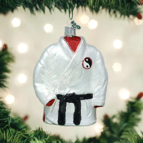 Miniatura 2 de Old World Christmas - Adorno de vidrio soplado de bata de artes marciales para árbol de Navidad, decoración festiva artesanal, colección deportiva