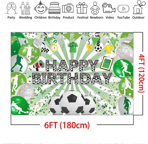 Miniatura 4 de Mocsicka Telón de fondo de cumpleaños con temática de fútbol, decoración de fiesta de fútbol, fondo de fotos, decoraciones de fiesta de fútbol