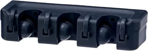 Miniatura 7 de Superio Soporte de pared para fregona y escoba (negro) Herramientas de limpieza Organizador de pared, 5 ranuras para estante y 6 ganchos