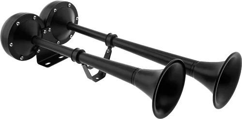 Miniatura 2 de Vixen Horns Claxon de Aire Fuerte y Potente con Trompetas Duales de Acero Inoxidable Marinas para Barcos/RV/Camiones 12V Negro VXH2112MAR-B