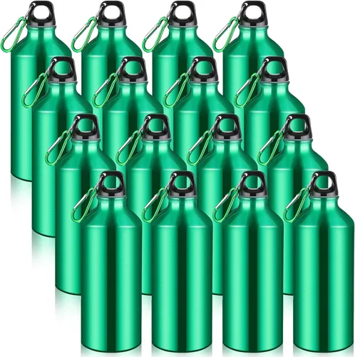 Miniatura 11 de CHENGU Paquete de 16 botellas de agua de aluminio de 20 onzas, botellas de agua reutilizables en blanco, botella de aluminio ligera, botella de Rojo