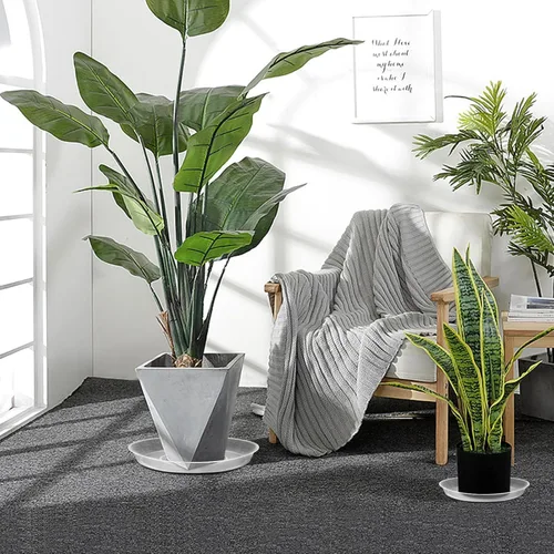 Miniatura 4 de OUPSAUI - Paquete de 4 platillos transparentes para plantas de 4, 6, 8, 10, 12, 14, 16, 18, 20, 22 pulgadas, bandejas de maceta extra grandes
