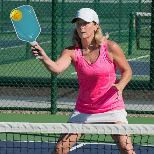 Miniatura 7 de Raqueta de pickleball FH-500 T700, raqueta de pickleball ofensiva de 0.551 in de grosor a dos manos, velocidad y control Azul claro
