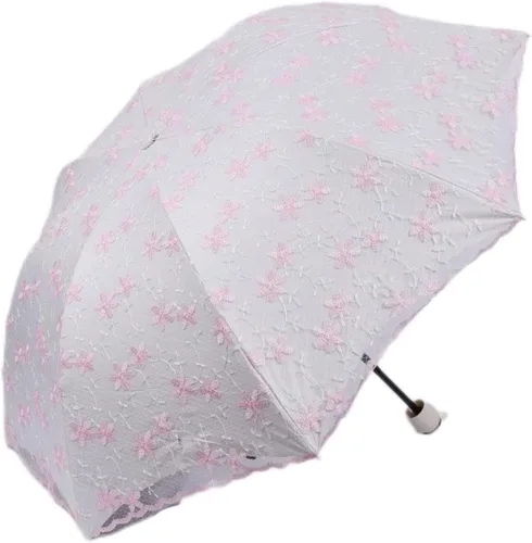 Miniatura 7 de Honeystore Parasol de viaje plegable Brolly Anti-UV Sombrilla Vintage 3 pliegues gris