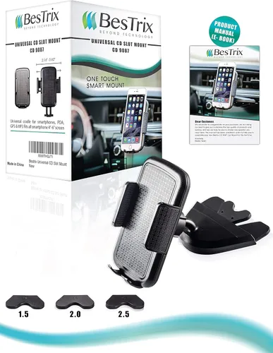 Miniatura 7 de Bestrix Soporte de teléfono celular para automóvil, ranura para CD, soporte de teléfono para automóvil, manos libres con agarre fuerte, universal