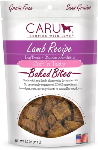 Miniatura 12 de Caru Soft n' Tasty Baked Bites Salmon Bites - Golosinas para perros para entrenamiento, carne real con arándanos y arándanos, bolsas de 4 onzas