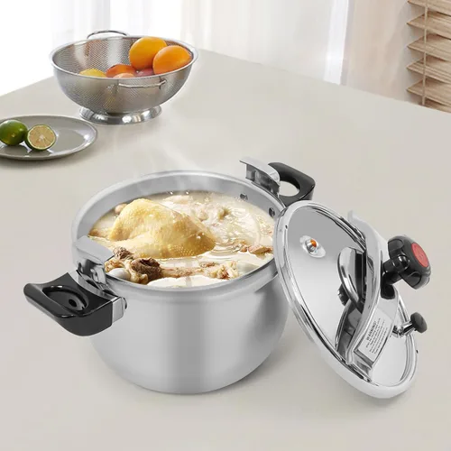 Miniatura 3 de Olla de presión de acero inoxidable de 11.6 cuartos de galón, lata a presión de gran capacidad, olla de presión comercial tipo abrazadera, válvulas