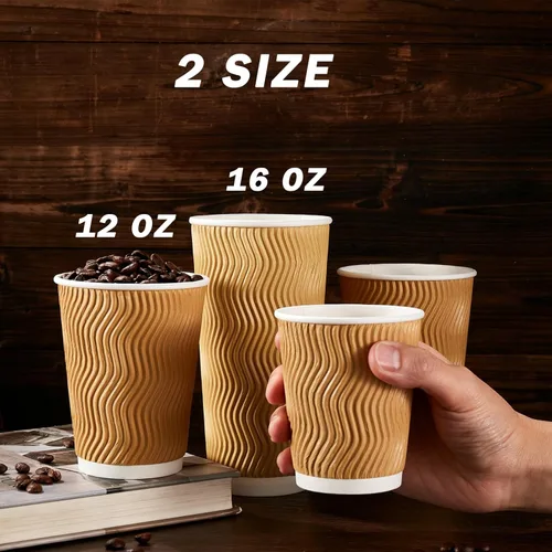 Miniatura 6 de Clawsoff Paquete de 150 tazas de café de 8 onzas, desechables, corrugado, aisladas, onduladas, de papel de pared, tazas de café de 8 onzas