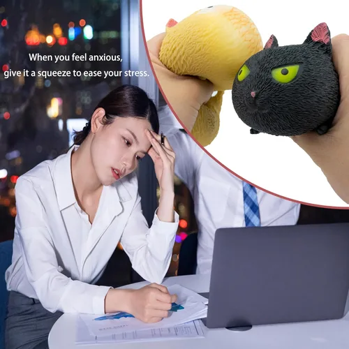 Miniatura 5 de Juguetes sensoriales antiestrés con forma de gato para niños, adultos, adolescentes, niños, alivio de descompresión y alivio de la ansiedad (negro)